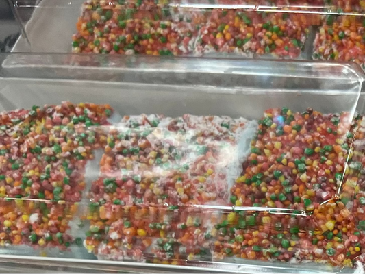 Marshmallow-Cotton Candy wrapped in nerds